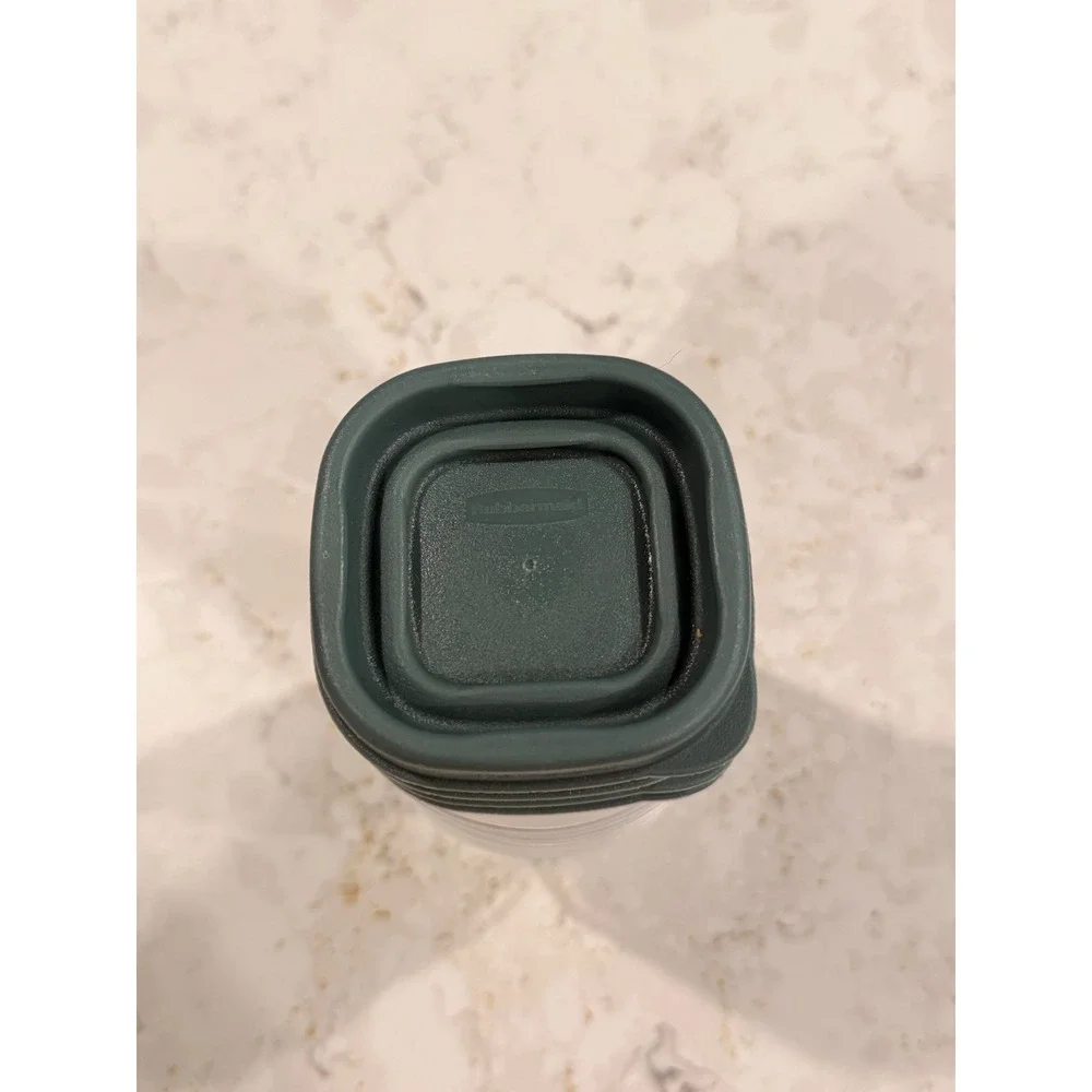 Rubbermaid TakeAlongs 4oz Small Food Storage Containers Green Lids Set of 4 7J53